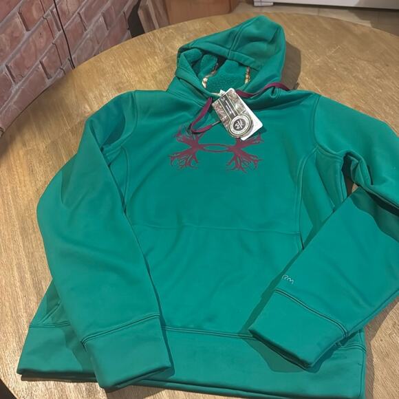 Under Armour Realtree Green / Purple Coldgear Pullover Hoodie Women's Size M - Picture 1 of 4